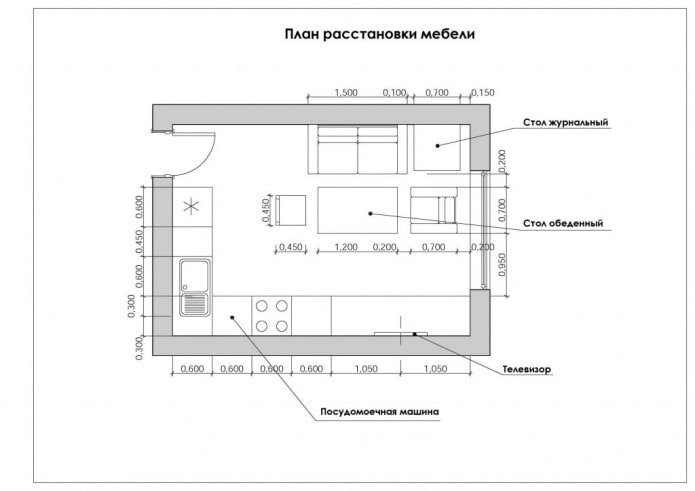 планировка кухни-гостиной площадью 12 квадратов
